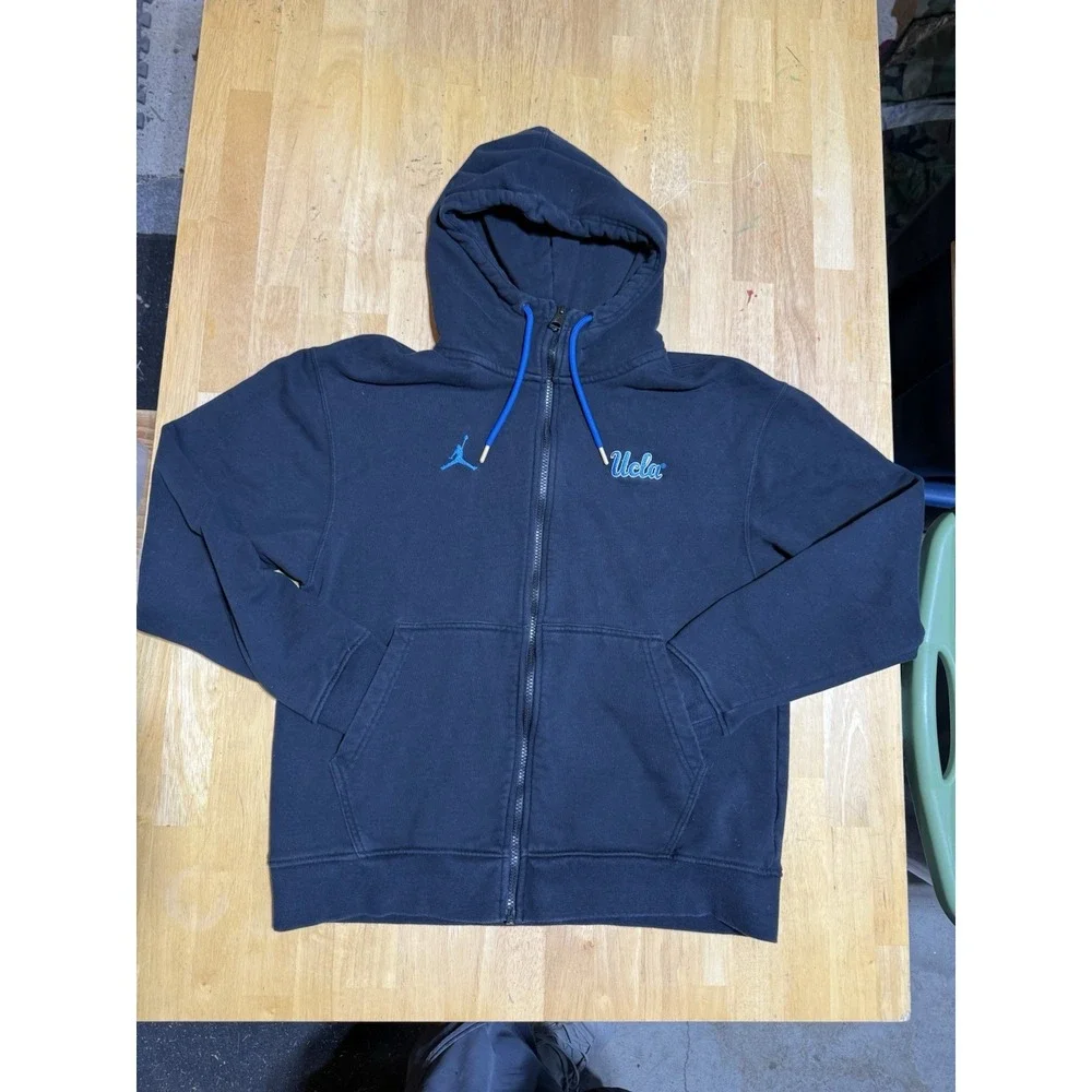 Jordan UCLA Bruins Full Zip Hoodie Men's Medium Navy Blue Embroidered